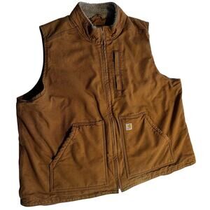 Carhartt Men's Sherpa Lined Workwear Vest SZ 2XL Regular Canvas Y2K Hunting Work